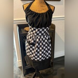 Apron Vintage Style Buffalo Check Chef Black White Cotton Sexy Hostess Waitress